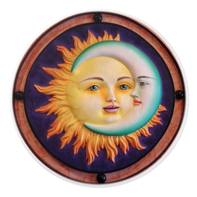 Sun- u. Mond-Gesichts-Tür-oder Fach-Züge Keramikknauf (Vorderseite)