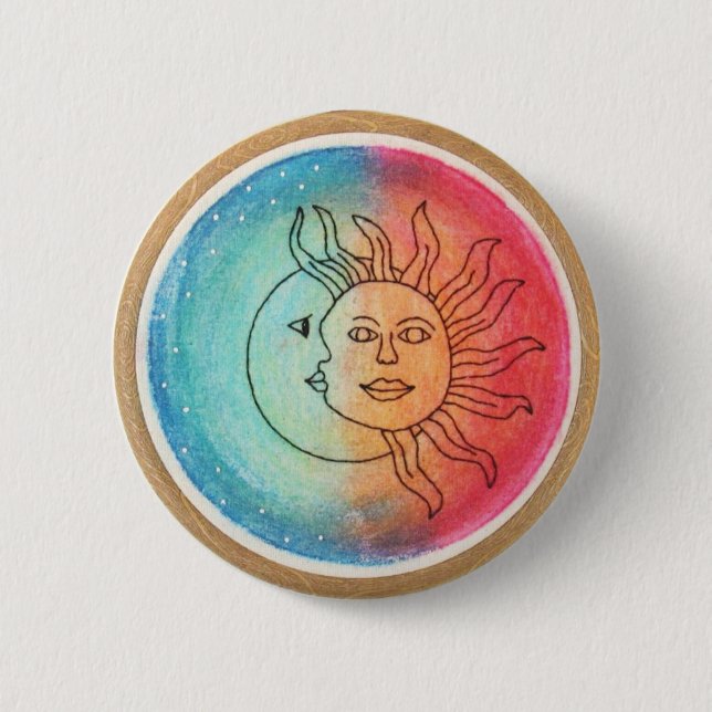 Sun u. Mond in der Liebe Button (Vorderseite)