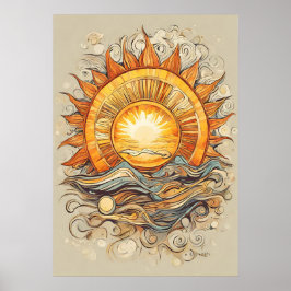 Sun über uns Sun Illustration Print, Poster