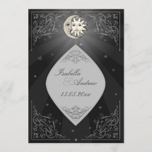 Sun und Mond-Liebe - klassische Hochzeitseinladung Einladung