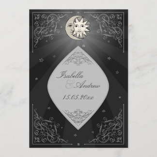 Sun und Mond-Liebe - klassische Hochzeitseinladung Einladung