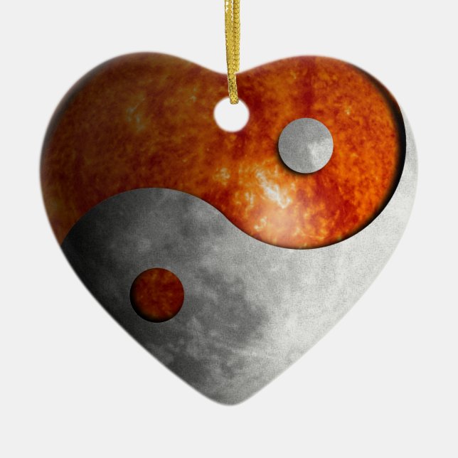 Sun und Mond Yin Yang Keramik Ornament (Vorne)