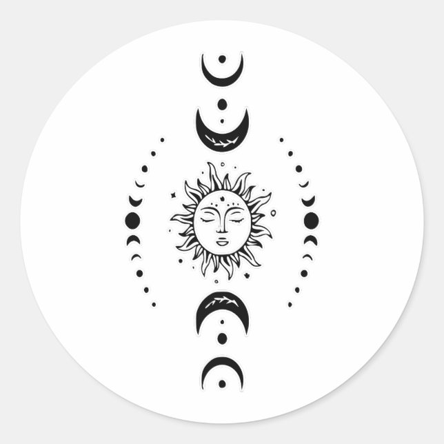 Sun- und Mondphasen Runder Aufkleber (Vorderseite)