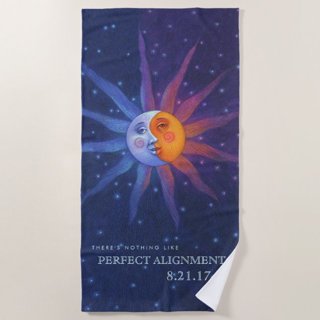 Sun und Moon Eclipse Perfect Alignment Strandtuch (Vorderseite)