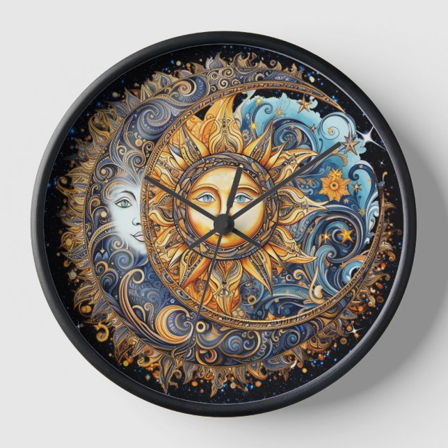 Sun und Moon Galaxy Runduhr Uhr (Vorderseite)