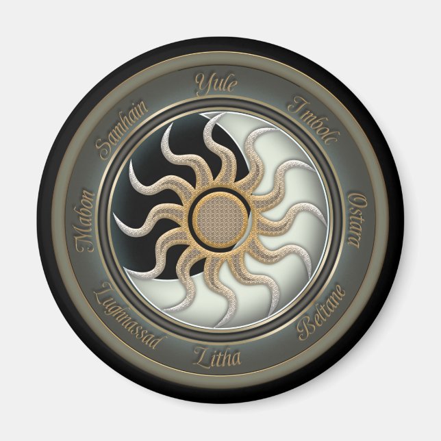 Sun und Moon Pagan Wheel Magnet (Vorne)