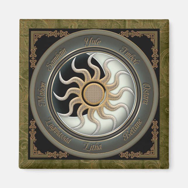 Sun und Moon Pagan Wheel Magnet (Vorne)