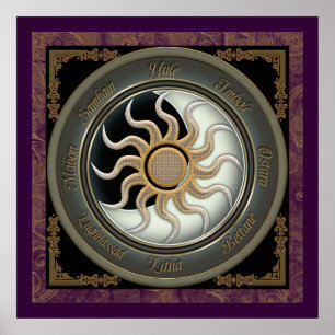Sun und Moon Pagan Wheel Poster