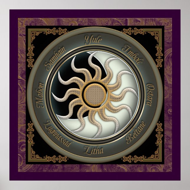 Sun und Moon Pagan Wheel Poster (Vorne)