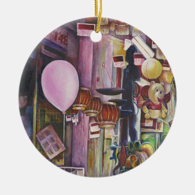 Sun und Moon Pink Balloon, Singapur Keramik Ornament (Vorne)