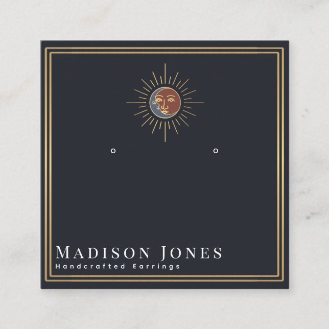 Sun und Moon Witchy Stud Earring Display Quadratische Visitenkarte (Vorderseite)