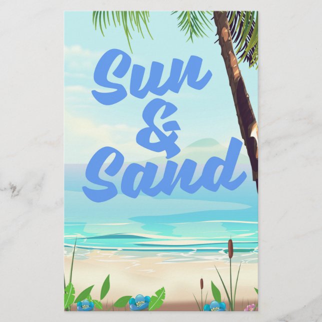 Sun und Sand inspirierende Zitat Cartoon Poster la Briefpapier (Vorderseite)
