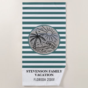 Sun- und Spaß-Familien-Ferien-Palme Striped Strandtuch