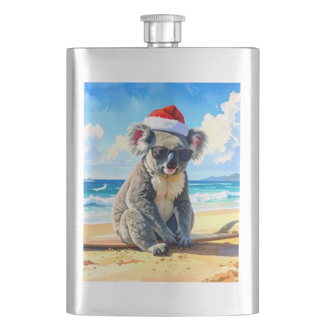 Sun und Surf Koala Weihnachtsmannmütze Flachmann (Vorderseite)