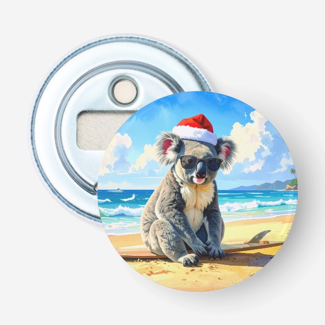 Sun und Surf Koala Weihnachtsmannmütze Flaschenöffner (Vorderseite)