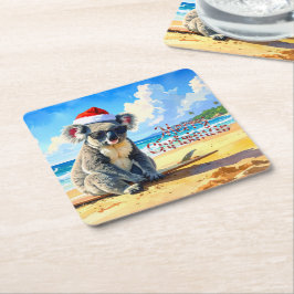 Sun und Surf Koala Weihnachtsmannmütze Rechteckiger Pappuntersetzer