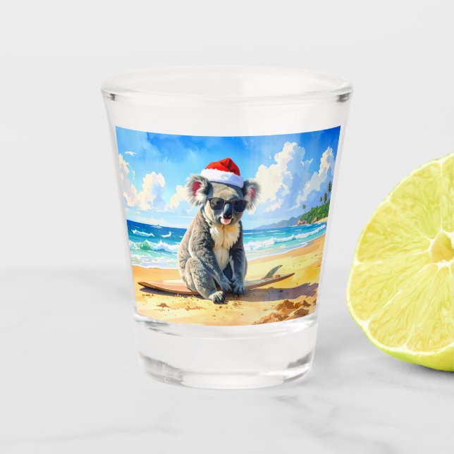 Sun und Surf Koala Weihnachtsmannmütze Schnapsglas (Vorderseite)