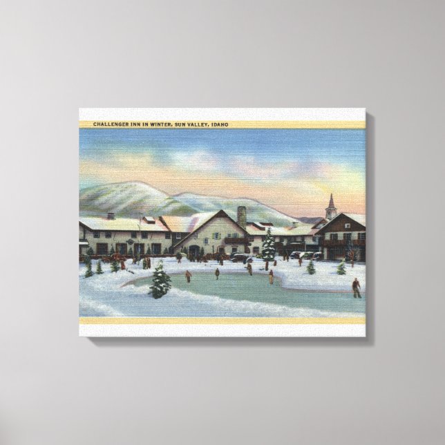 Sun Valley, ID - Challenger Inn im Winter Leinwanddruck (Vorderseite)