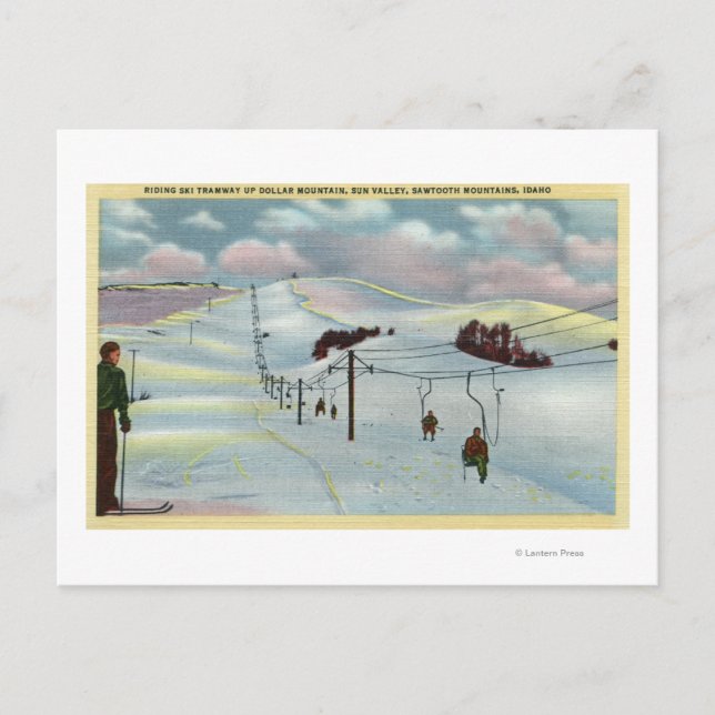 Sun Valley, ID - Sägezahnnts. Reiten Ski Postkarte (Vorderseite)