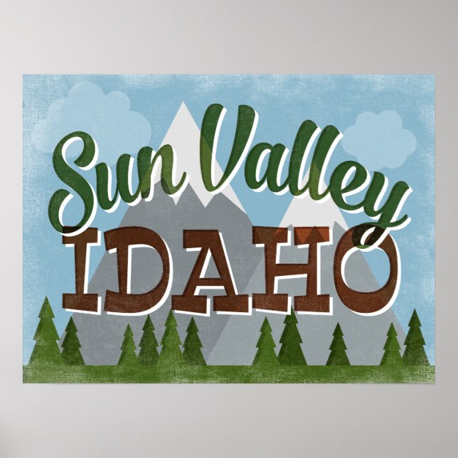 Sun Valley Idaho Fun Retro Snowy Mountains Poster (Vorne)