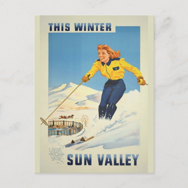 Sun Valley Idaho Vintage Reise Postkarte (Vorderseite)