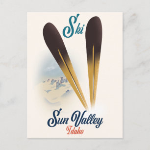 Sun Valley Idaho Vintage-Skiplakat im Retro-Stil Postkarte