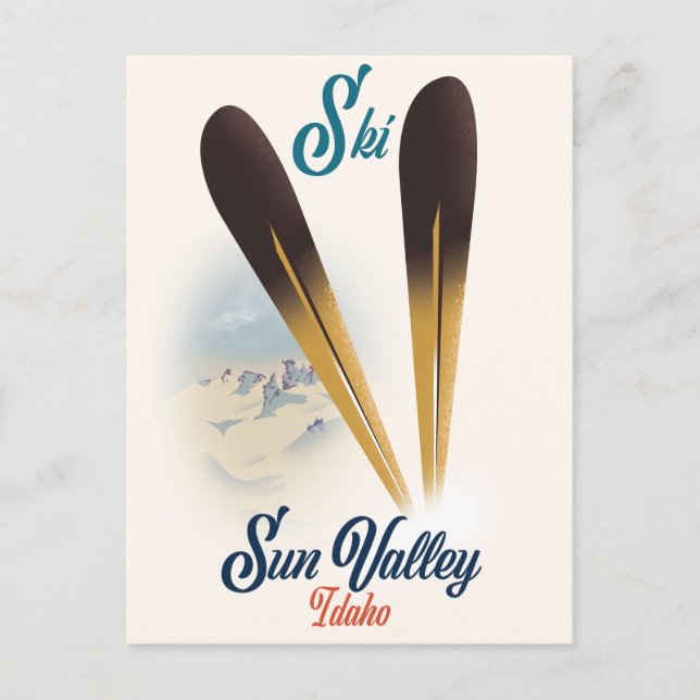Sun Valley Idaho Vintages Skipposter Postkarte (Vorderseite)