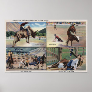 Sun Valley, IDRodeo Stier verfolgende Szenen Poster