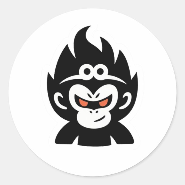 Sun Wukong Minimalistisch Runder Aufkleber (Vorderseite)