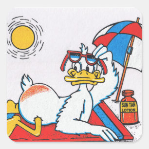 Sun Your Buns/Vacacation Spaß Quadratischer Aufkleber