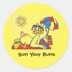 Sun Your Buns Vacacation Spaß Runder Aufkleber