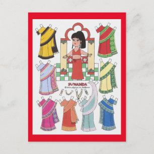 Sunanda, Carte postale de poupée papier pour fille