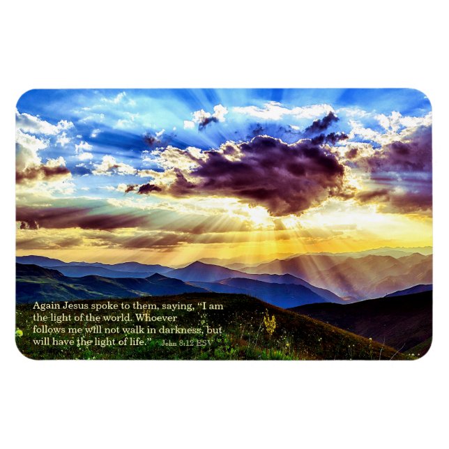 Sunbeam Mountains Scripture Flexible Foto Magnet (Horizontal)