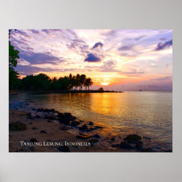 Sunbeam Sunset Sky Beach Twilight Travel Silhoutte Poster