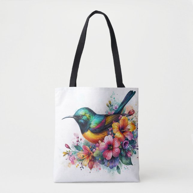 Sunbird Wasserfarbe Farbe Kunst Tasche (Vorderseite)