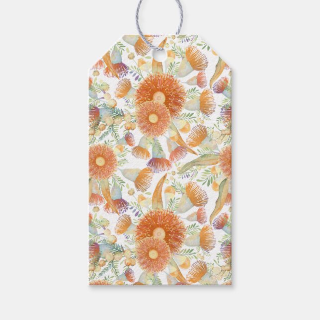 Sunburned Wattle und Eukalyptus Blooms Geschenkanhänger (Vorderseite)