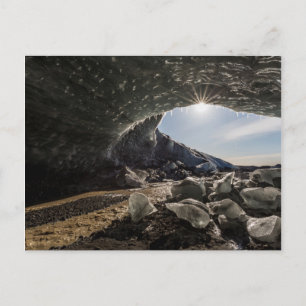 Sunburst at ice cave entrance postkarte