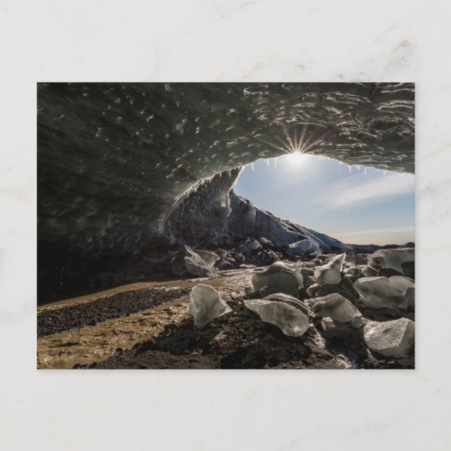 Sunburst at ice cave entrance postkarte (Vorderseite)
