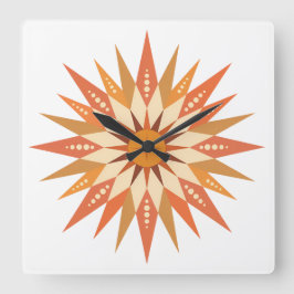 Sunburst Boho Wall Clock Quadratische Wanduhr