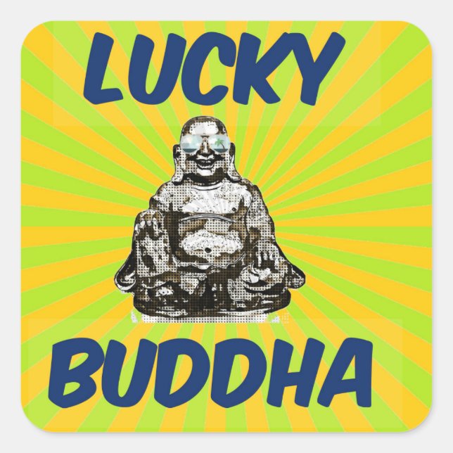 SunBurst Buddha Quadratischer Aufkleber (Vorderseite)
