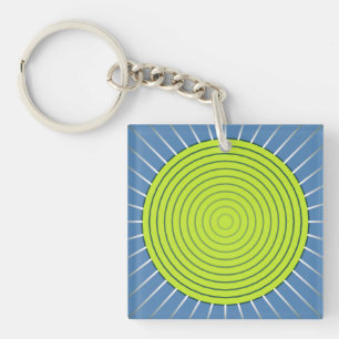 Sunburst géométrique moderne - Lime et bleu Denim