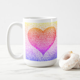 Sunburst Pointillism Herz Tasse Kaffee