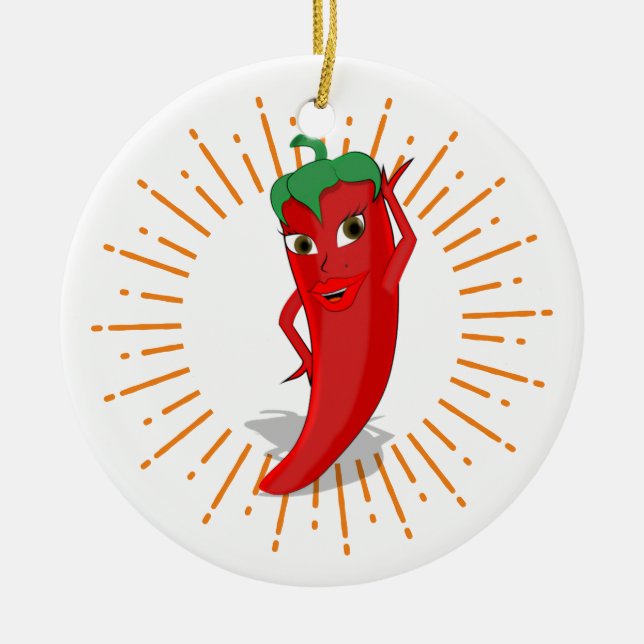 Sunburst Red Hot Pepper Diva Keramik Ornament (Vorne)
