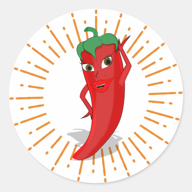 Sunburst Red Hot Pepper Diva Runder Aufkleber (Vorderseite)