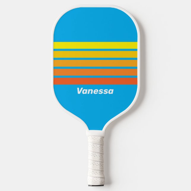 Sunburst Sea Across Striping with Name Pickleball Schläger (Vorderseite)