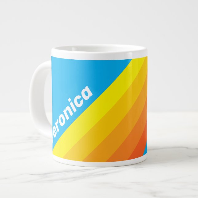 Sunburst Sea Stripes with Name Jumbo-Tasse (Vorderseite Links)