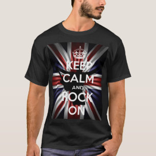 Sunburst UK-Flagge Keep Calm and Rock on T-Shirt