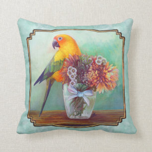 Sunconure und -Blumen Kissen