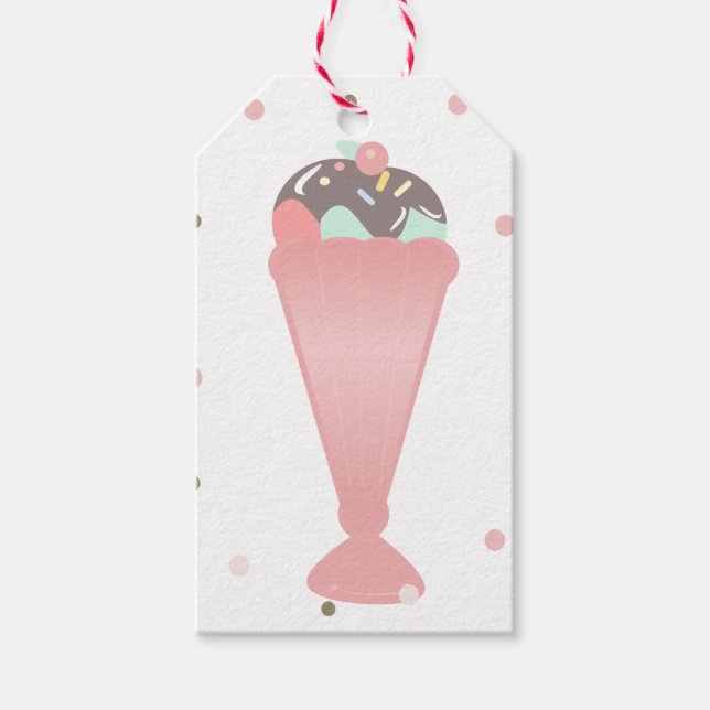 Sundae Cup Diner Birthday Party Geschenkanhänger (Vorderseite)