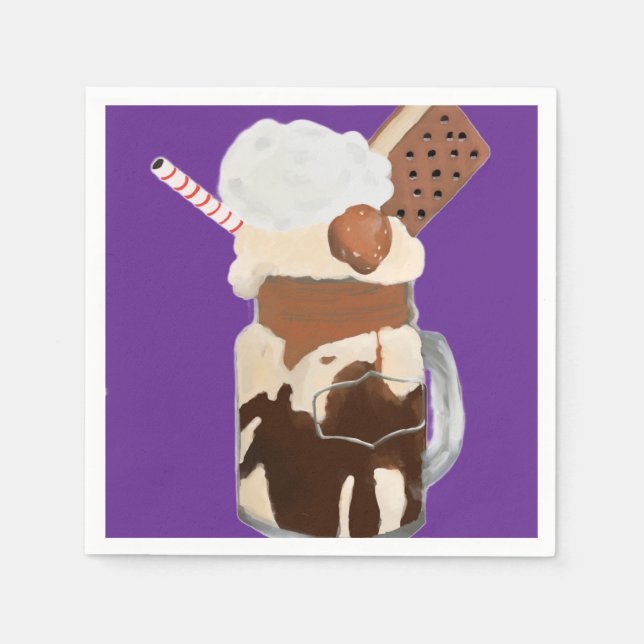 Sundae Eiscreme Spaß Desserts Serviette (Vorderseite)